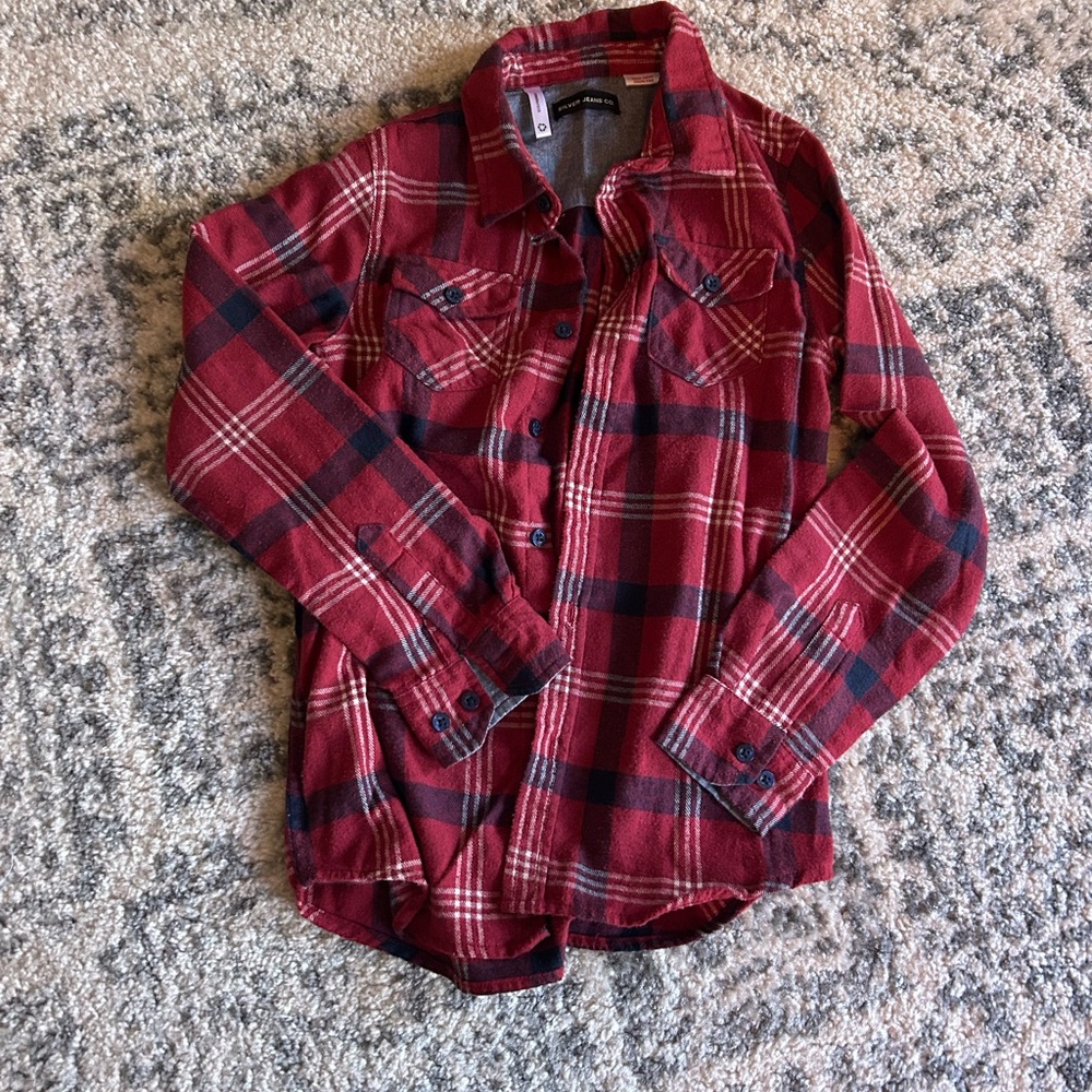 Silver Jeans Red and Black Plaid Shirt